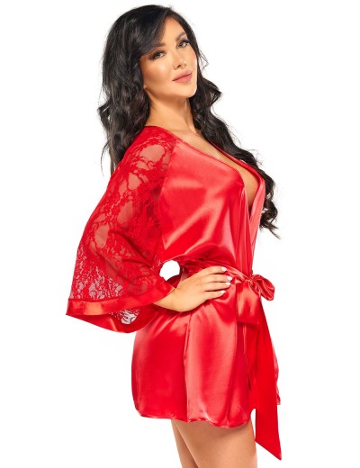 Короткий пеньюар с кружевными рукавами Beauty Night MARISSA PEIGNOIR RED, Цвет: красный, Размеры: S/M/L, изображение 3