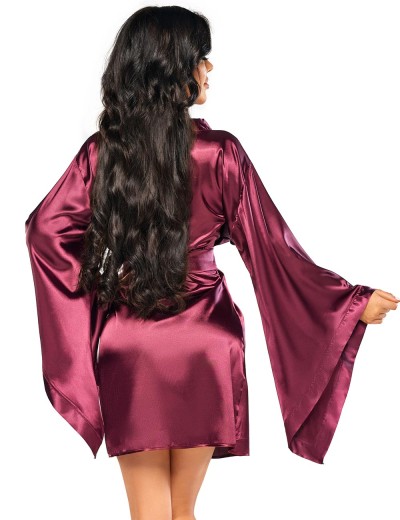 Атласный пеньюар с широкими рукавами Beauty Night SAMIRA PEIGNOIR BURGUNDY, Цвет: бордовый, Размеры: S/M/L, изображение 2