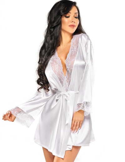 Пеньюар с кружевными вставками + трусики Beauty Night SHERIE PEIGNOIR WHITE, Цвет: белый, Размеры: S/M/L, изображение 3