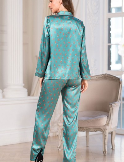 Атласная пижама с принтом Mia-Mella JULIA PEPPERS 7076 изумрудный, Цвет: изумрудный, Размеры: 3XL, изображение 2