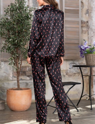 Атласная пижама с принтом Mia-Mella JULIA PEPPERS 7076 черный, Цвет: черный, Размеры: 3XL, изображение 2