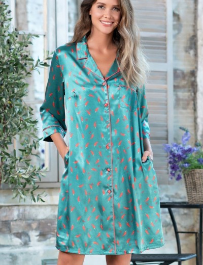 Атласная ночная рубашка Mia-Mella JULIA PEPPERS 7077 изумрудный, Цвет: изумрудный, Размеры: M, изображение 4