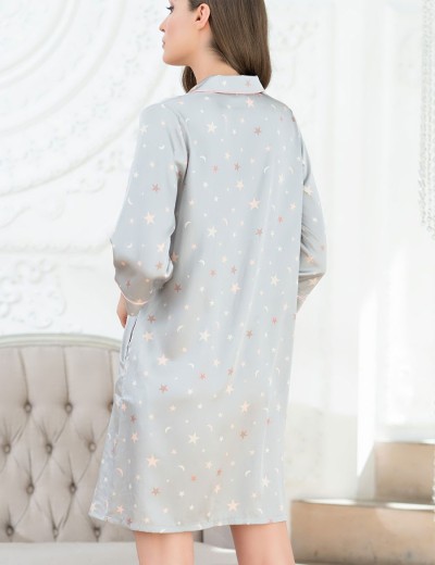 Атласная рубашка Mia-Mella STARS 7077 серый, Цвет: серый, Размеры: 2XL, изображение 2