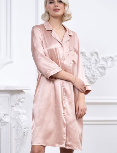 Атласная ночная рубашка Mia-Mella JULIA 8737 светлая пудра, Цвет: светлая пудра, Размеры: L, изображение 4
