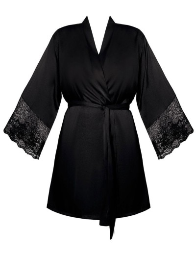 Короткий халат-кимоно из атласа Nipplex ZORA черный, Цвет: черный, Размеры: L, изображение 5 Короткий халат-кимоно из атласа Nipplex ZORA черный, Цвет: черный, Размеры: L, изображение 5