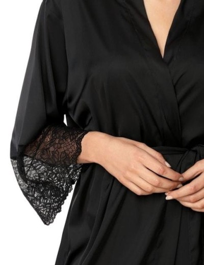 Короткий халат-кимоно из атласа Nipplex ZORA черный, Цвет: черный, Размеры: L, изображение 4 Короткий халат-кимоно из атласа Nipplex ZORA черный, Цвет: черный, Размеры: L, изображение 4