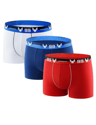 Комплект мужских боксеров UNICONF BB12 (3 шт), Цвет: белый/синий/красный, Размеры: M, изображение 2