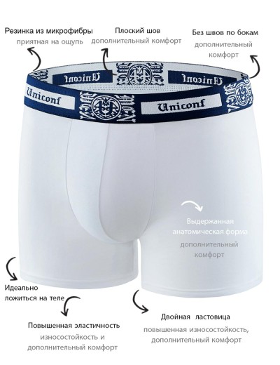 Комплект мужских боксеров UNICONF BB32 (3 шт), Цвет: белый/синий/серый, Размеры: M, изображение 3
