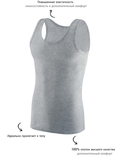 Хлопковая мужская майка UNICONF MB31 серый, Цвет: серый, Размеры: M, изображение 3