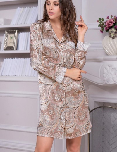Шелковая рубашка-халат Mia-Amore CLEMENTINA 3457, Цвет: латте, Размеры: M, изображение 3