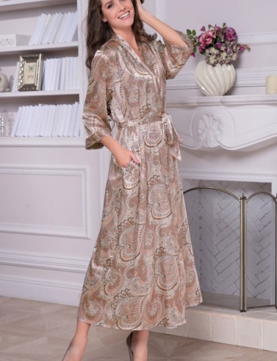 Шелковый длинный халат Mia-Amore CLEMENTINA 3459, Цвет: латте, Размеры: 2XL/3XL, изображение 3