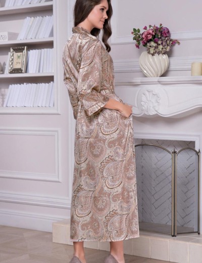 Шелковый длинный халат Mia-Amore CLEMENTINA 3459, Цвет: латте, Размеры: 2XL/3XL, изображение 2