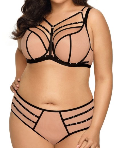 Полумягкий бюстгальтер Novika GILLIAN N02 PU с черным, Цвет: бежевый с черным, Размеры: 105B, изображение 2