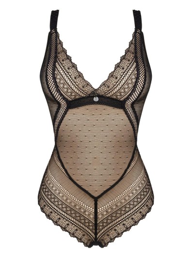 Полупрозрачное боди Obsessive ESTIQUA TEDDY, Цвет: черный, Размеры: XS/S, изображение 5