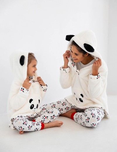 Плюшевая толстовка с капюшоном Sensis PANDA BLUZA, Цвет: белый, Размеры: L/XL, изображение 5