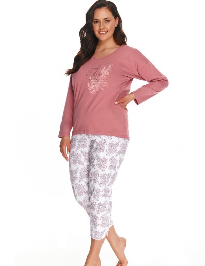 Женская пижама из хлопка Taro 2802/2803 GIORGIA пыльная роза/белый, Цвет: пыльная роза/белый, Размеры: 6XL, изображение 2