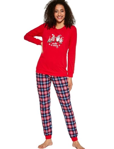 Женская пижама из хлопка Cornette 671 GNOMES, Цвет: красный/синий, Размеры: XL, изображение 2