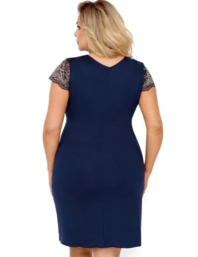 Темно-синяя сорочка из вискозы Donna GRETA PLUS, Цвет: темно-синий, Размеры: 5XL, изображение 2