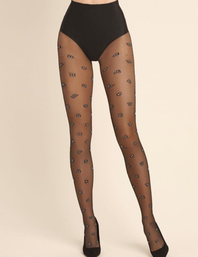 Модные колготки с рисунком Gabriella 499 ZODIAC COLOR 20 den чёрный, Цвет: чёрный, Размеры: 2, изображение 3