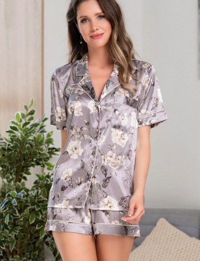 Шелковая пижама с шортами Mia-Amore GRACIA 3208, Цвет: серый, Размеры: XL, изображение 3