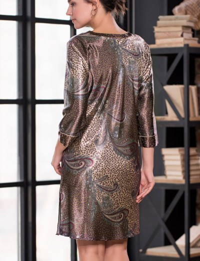 Шелковое платье с рисунком Mia-Amore MOKKA 3324, Цвет: мокка, Размеры: S/M, изображение 2