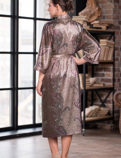 Длинный халат из натурального шелка Mia-Amore MOKKA 3329, Цвет: мокка, Размеры: 2XL/3XL, изображение 2