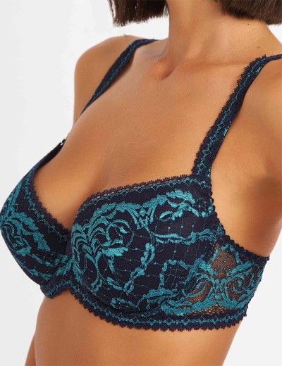 Бюстгальтер балконет пуш-ап биколор Simona M 870/98 кварц-лазурит, Цвет: кварц-лазурит, Размеры: 85D, изображение 3