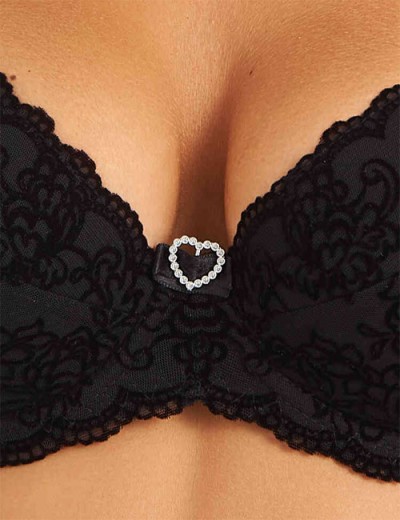 Бюстгальтер балконет пуш-ап флок Simona M 870 бархат черный, Цвет: бархат черный, Размеры: 75C, изображение 3