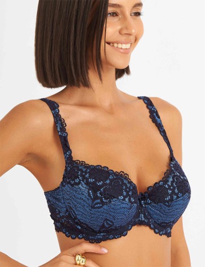 Бюстгальтер балконет пуш-ап биколор Simona M 870 ночь, Цвет: ночь, Размеры: 70E, изображение 5