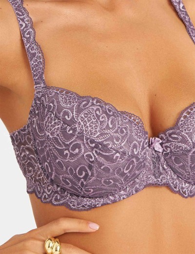 Бюстгальтер балконет пуш-ап биколор Simona M 870 серо-туман, Цвет: серо-туман, Размеры: 95C, изображение 4