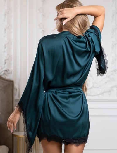 Зеленый халат с широкими рукавами 5senses 7114, Цвет: зеленый, Размеры: XS/S, изображение 2