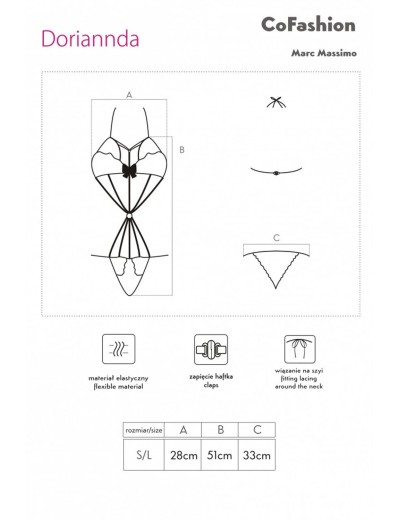Эротическое боди MARC MASSIMO CF 90413 DORIANNDA BODY, Цвет: черный, Размеры: S/M/L, изображение 5