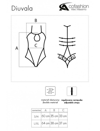 Черное боди с доступом MARC MASSIMO CF 99644 DIUVALA BODY, Цвет: черный, Размеры: L/XL, изображение 5