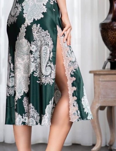 Длинная сорочка шёлк Mia-Amore AGATA 3708, Цвет: зеленый, Размеры: 3XL, изображение 5