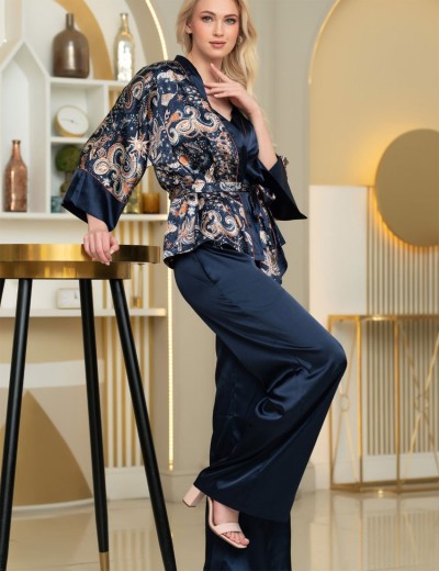 Атласный комплект тройка Mia-Amore ZODIAC 7286, Цвет: темно-синий, Размеры: S, изображение 5 Атласный комплект тройка Mia-Amore ZODIAC 7286, Цвет: темно-синий, Размеры: S, изображение 5