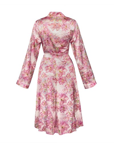 Атласный халат с цветочным узором Anais MIYU ROBE ONE, Цвет: розовый, Размеры: S/M, изображение 4