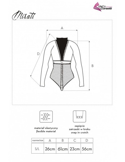 Боди с длинным рукавом MARC MASSIMO XG033 MISATI BODY, Цвет: черный, Размеры: S/M/L, изображение 5