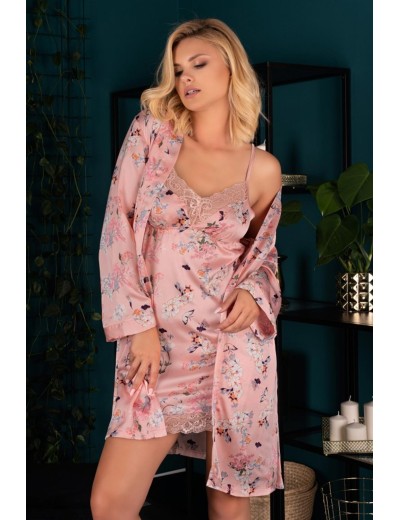 Атласная сорочка с кружевом LIVIA CORSETTI LC 90597 KATISSA KOSZULA, Цвет: пудровый, Размеры: S/M, изображение 5