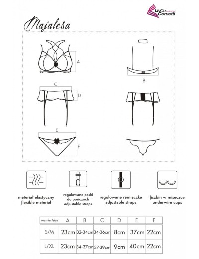 Кружевной комплект с поясом для чулок LIVIA CORSETTI LC 90526 MAJALESA KOMPLET, Цвет: черный, Размеры: S/M, изображение 6