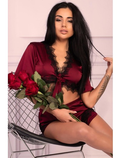 Домашний комплект с шортами LIVIA CORSETTI LC 90562 MAUREA KOMPLET, Цвет: бордовый, Размеры: L/XL, изображение 3