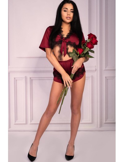 Домашний комплект с шортами LIVIA CORSETTI LC 90562 MAUREA KOMPLET, Цвет: бордовый, Размеры: L/XL, изображение 4