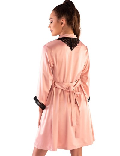 Розовый пеньюар из атласа LIVIA CORSETTI LC 90568 ARILADYEN SZLAFROK PINK, Цвет: розовый, Размеры: S/M, изображение 2