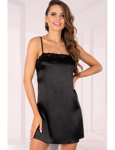 Атласная сорочка с халатом LIVIA CORSETTI LC 90249 JACQUELINE BLACK, Цвет: черный, Размеры: S/M, изображение 2
