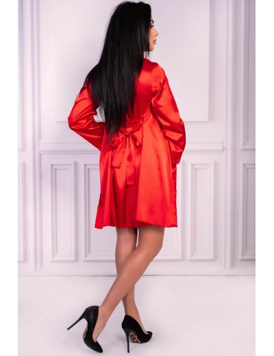 Атласная сорочка с халатом LIVIA CORSETTI LC 90249 JACQUELINE RED, Цвет: красный, Размеры: S/M, изображение 3