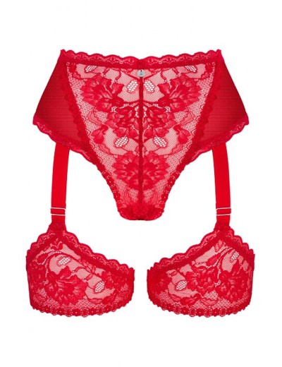 Сексуальные трусики с подвязками Obsessive BELOVYA GARTER PANTIES, Цвет: красный, Размеры: M/L, изображение 5