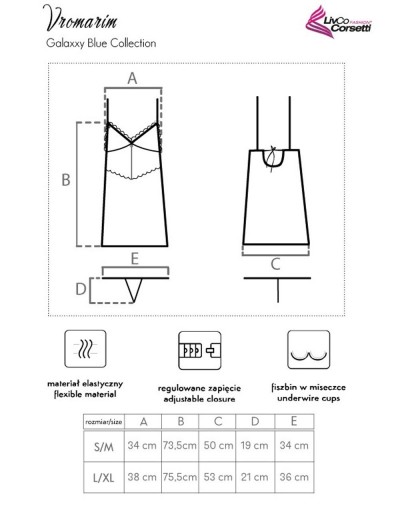Сорочка из атласа с кружевом LIVIA CORSETTI LC 90624 VROMARIM KOSZULA, Цвет: темно-синий, Размеры: L/XL, изображение 7