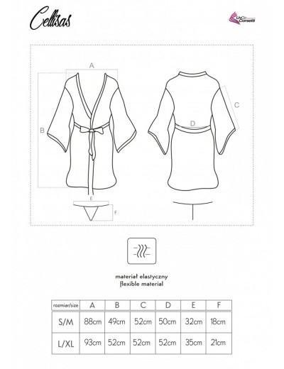 Кружевной пеньюар LIVIA CORSETTI LC 90627 CELLISAS SZLAFROK, Цвет: черный, Размеры: S/M, изображение 5