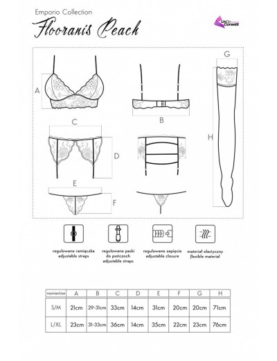 Комплект 4 предмета LIVIA CORSETTI LC 90636 FLOORANIS KOMPLET PEACH, Цвет: персиковый, Размеры: L/XL, изображение 7