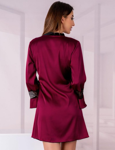 Короткий халат с кружевом LIVIA CORSETTI LC 90652 SUSSEAN SZLAFROK, Цвет: бордовый, Размеры: S/M, изображение 2