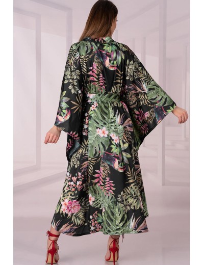 Халат с широкими рукавами LIVIA CORSETTI LC 90657 ATENNA SZLAFROK, Цвет: черный, Размеры: S/M/L, изображение 2